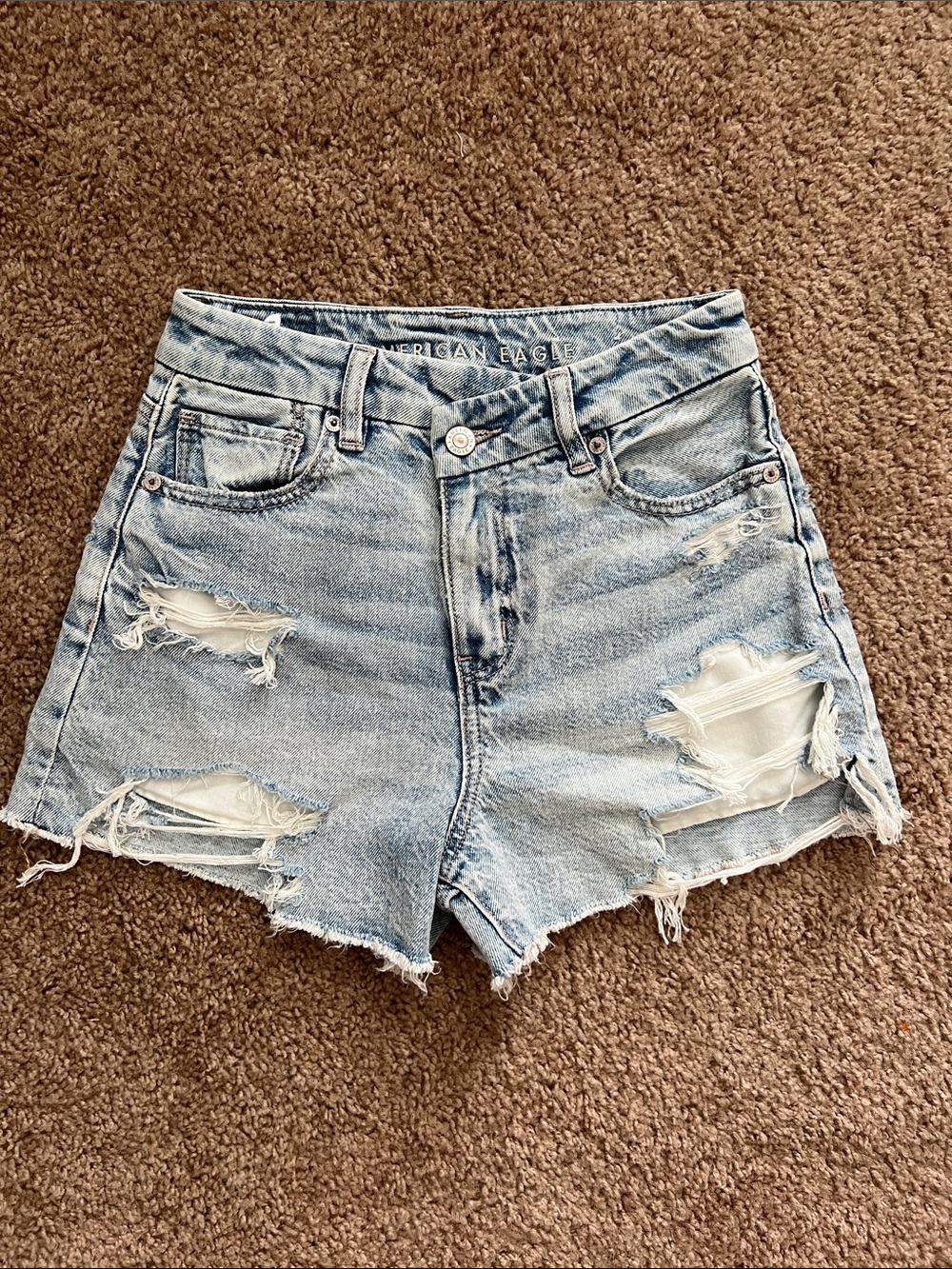 American Eagle Distressed Light Blue Denim Cut Off Shorts